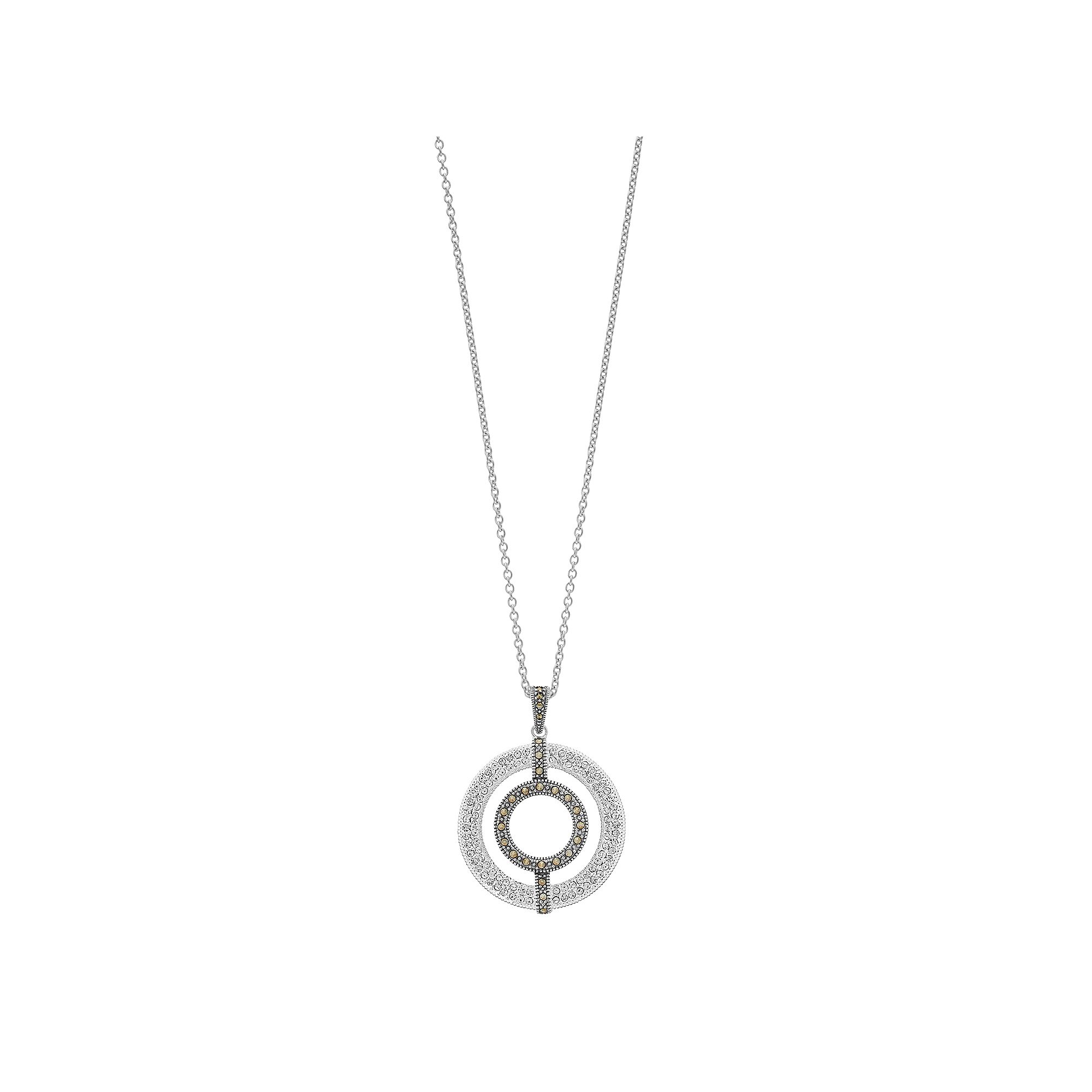 Lavish by TJM Sterling Silver Crystal & Marcasite Art Deco Pendant, Women