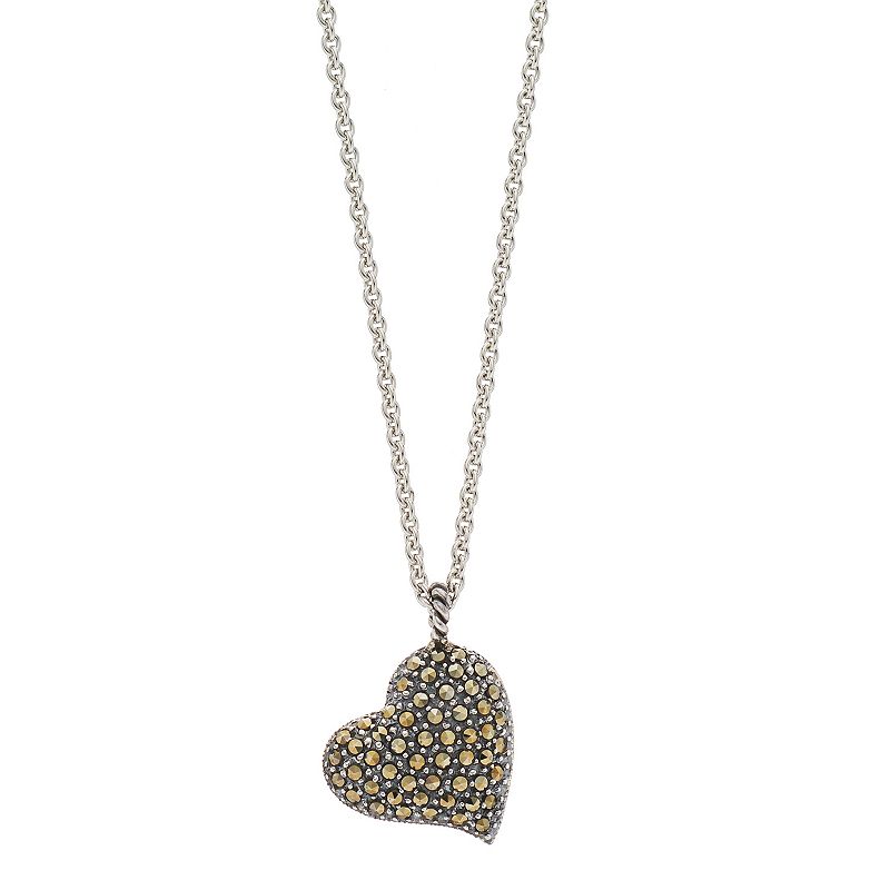 Lavish by TJM Sterling Silver Marcasite Heart Pendant, Womens, Size: 16