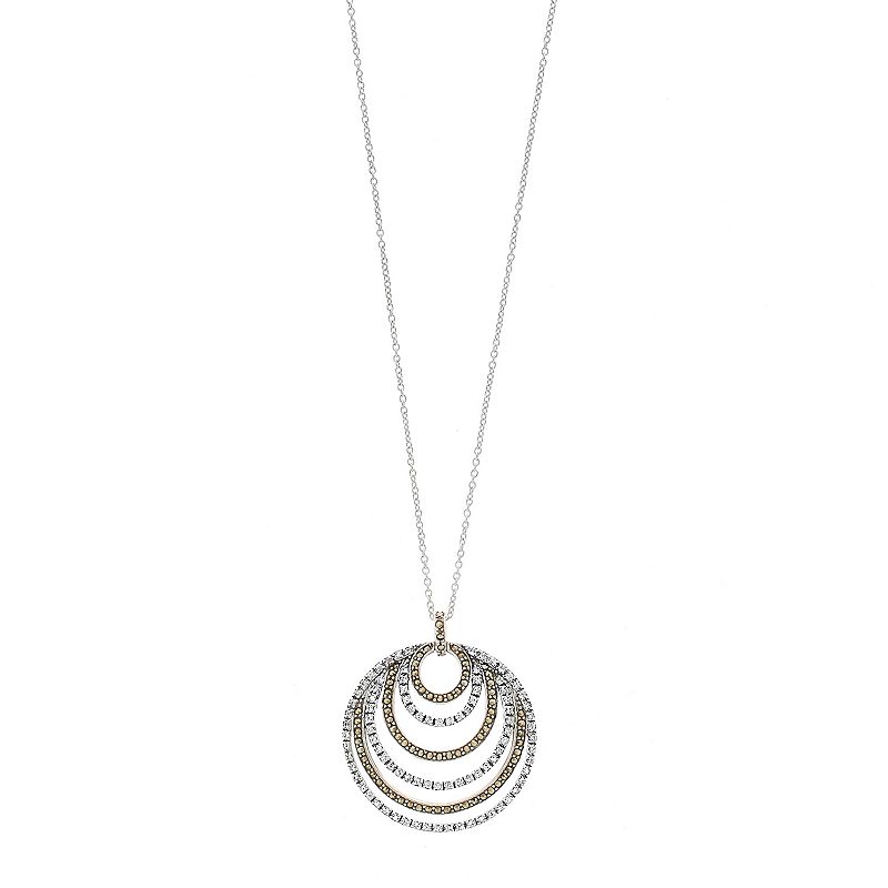 Lavish by TJM Sterling Silver White Topaz & Marcasite Wheel Pendant, Women