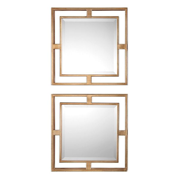 Uttermost Allick Gold Finish Square Wall Mirror 2piece Set