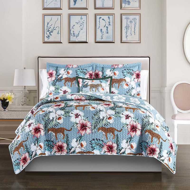 61436114 Chic Home Orithia Quilt Set with Sheets, Blue, Que sku 61436114