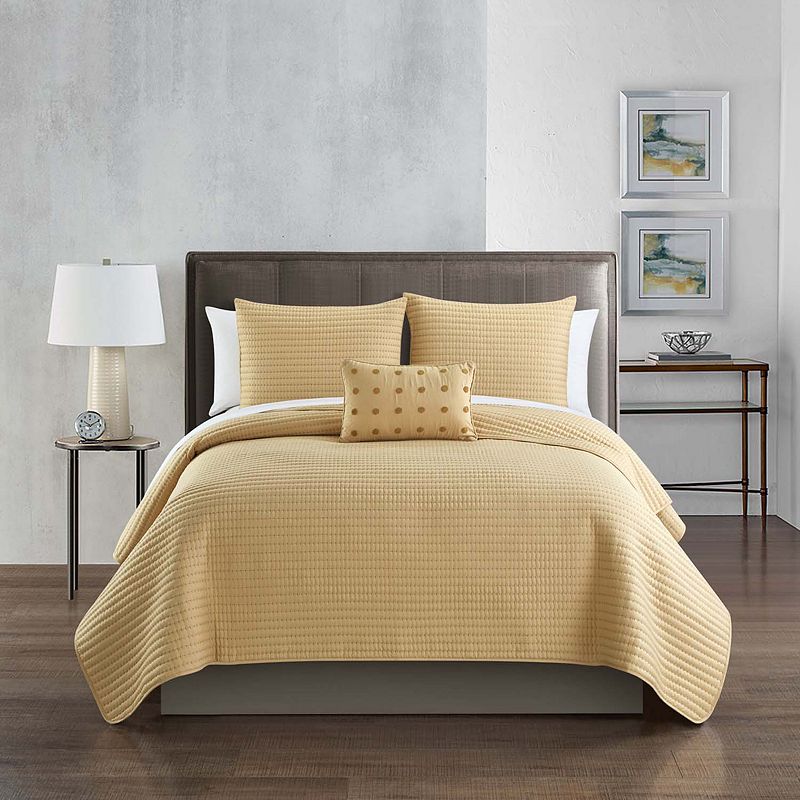 46196523 Chic Home Hayden Quilt Set with Shams, Yellow, Que sku 46196523