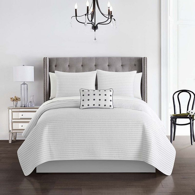 61025367 Chic Home Hayden Quilt Set with Shams, White, Quee sku 61025367