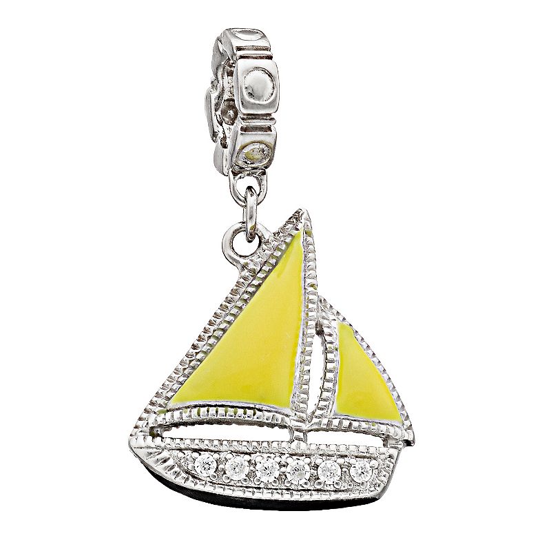 Lavish by TJM Sterling Silver Marcasite Yacht Charm, Womens, Yellow