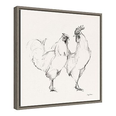 Amanti Art Life at Home I Chicken Framed Canvas Wall Art