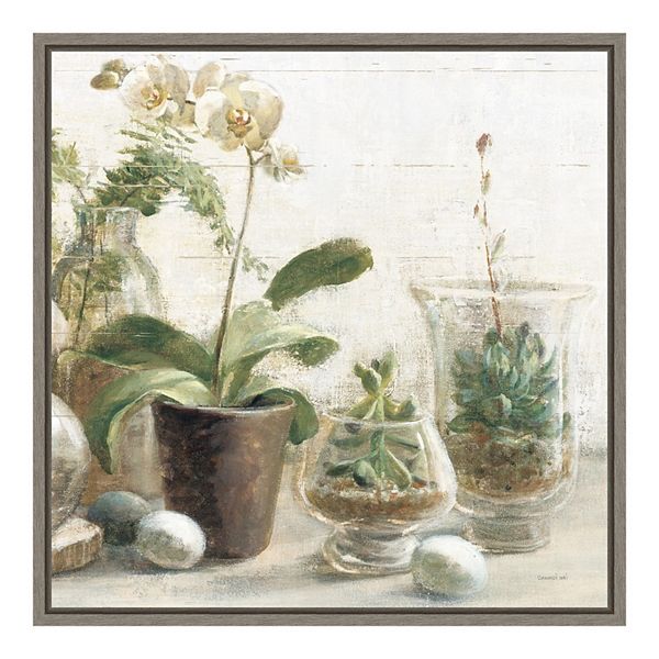 Amanti Art Greenhouse Orchids Shiplap III Framed Canvas Wall Art