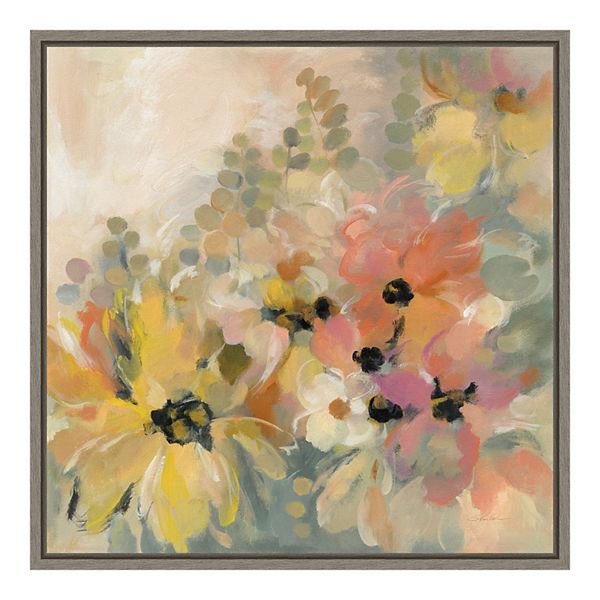 Amanti Art June Flower Bed Framed Canvas Wall Art