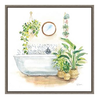 Amanti Art Greenery Bath II Framed Canvas Wall Art