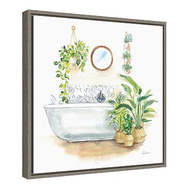 Amanti Art Greenery Bath II Framed Canvas Wall Art