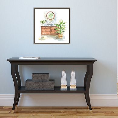 Amanti Art Greenery Bath I Framed Canvas Wall Art
