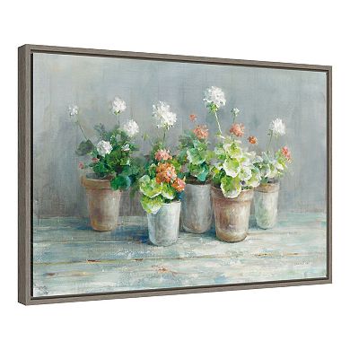 Amanti Art Farmhouse Geraniums Framed Canvas Wall Art