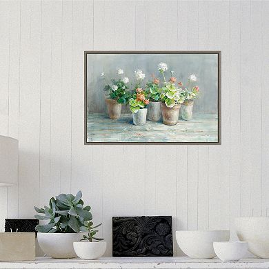 Amanti Art Farmhouse Geraniums Framed Canvas Wall Art