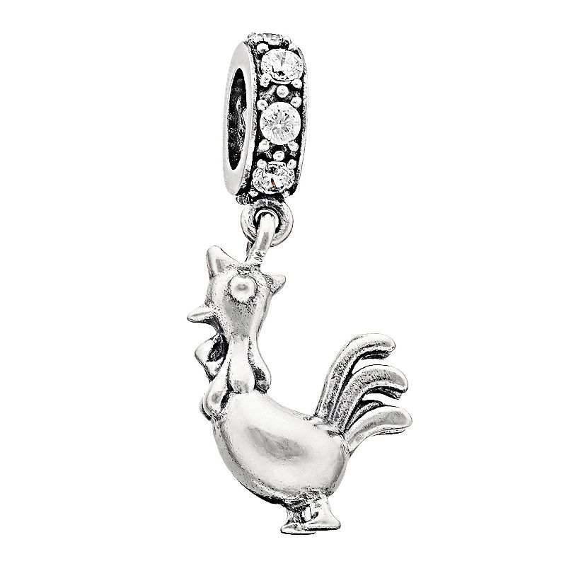 SIRI USA by TJM Sterling Silver Cubic Zirconia Chinese Zodiac Charm, Women's, Rooster