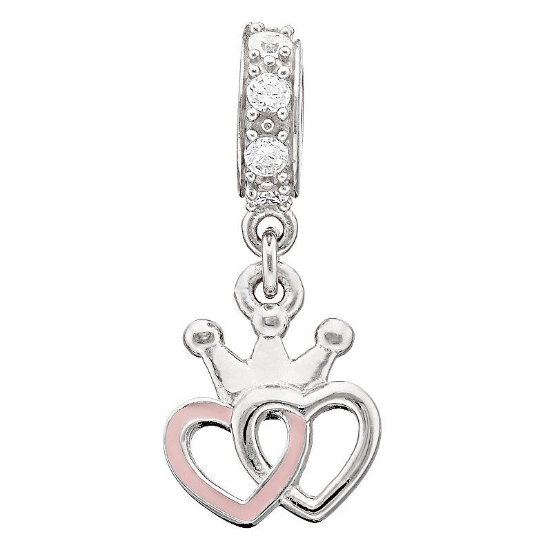 SIRI USA by TJM Sterling Silver Cubic Zirconia Double Heart Charm, Womens,
