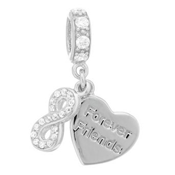 SIRI USA by TJM Sterling Silver Cubic Zirconia "Forever Friends" Infinity Heart Charm