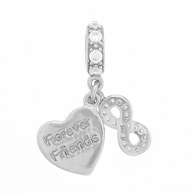 SIRI USA by TJM Sterling Silver Cubic Zirconia "Forever Friends" Infinity Heart Charm