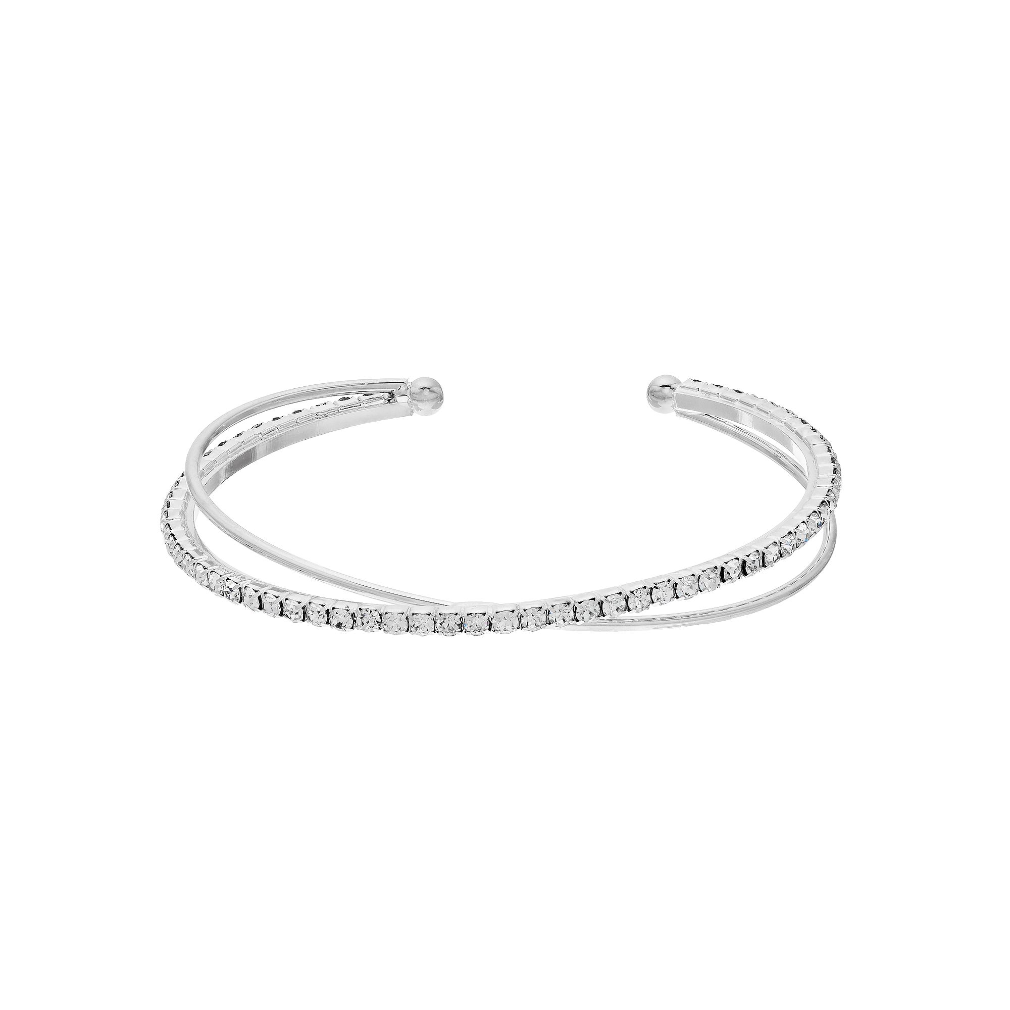 LC Lauren Conrad Pave Cuff Bracelet, Womens, Silver Tone