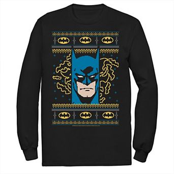 Men's DC Comics Batman Face Christmas Sweater Style Tee