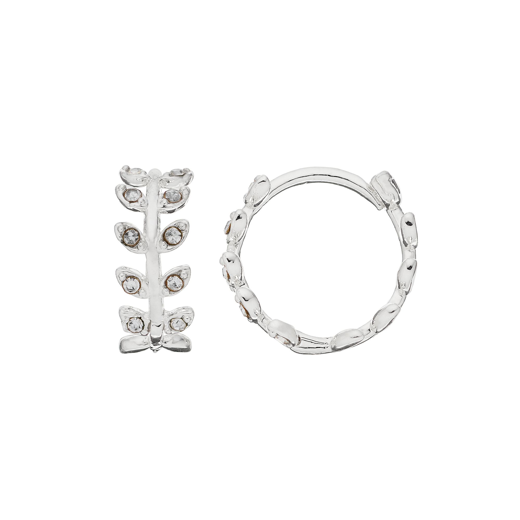 LC Lauren Conrad Vine Motif Nickel Free Hoop Earrings, Womens, Silver Tone