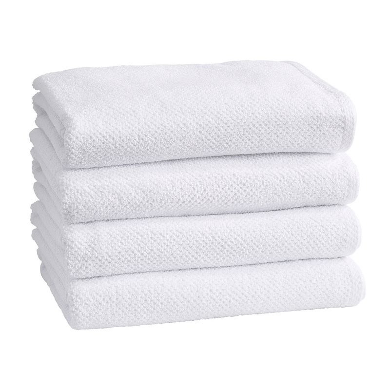 Great Bay Home Acacia Popcorn 4-Pack Cotton Bath Towel, White, 4 PK