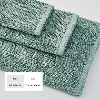 Madelinen Popcorn 6-Pack Cotton Hand Towel Set