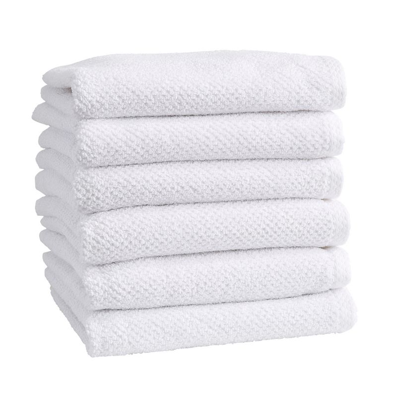 Great Bay Home Acacia Popcorn 6-Pack Cotton Hand Towel, White, 6 Pc Set