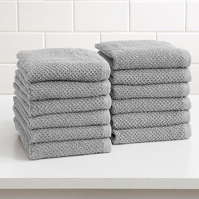 Madelinen Popcorn 12-Pack Cotton Washcloth Set