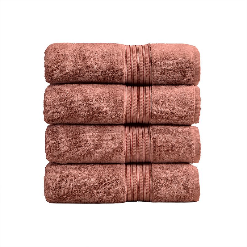 Great Bay Home Cooper Solid 4-Pack Cotton Bath Towel Set, Beig/Green, 4 PK