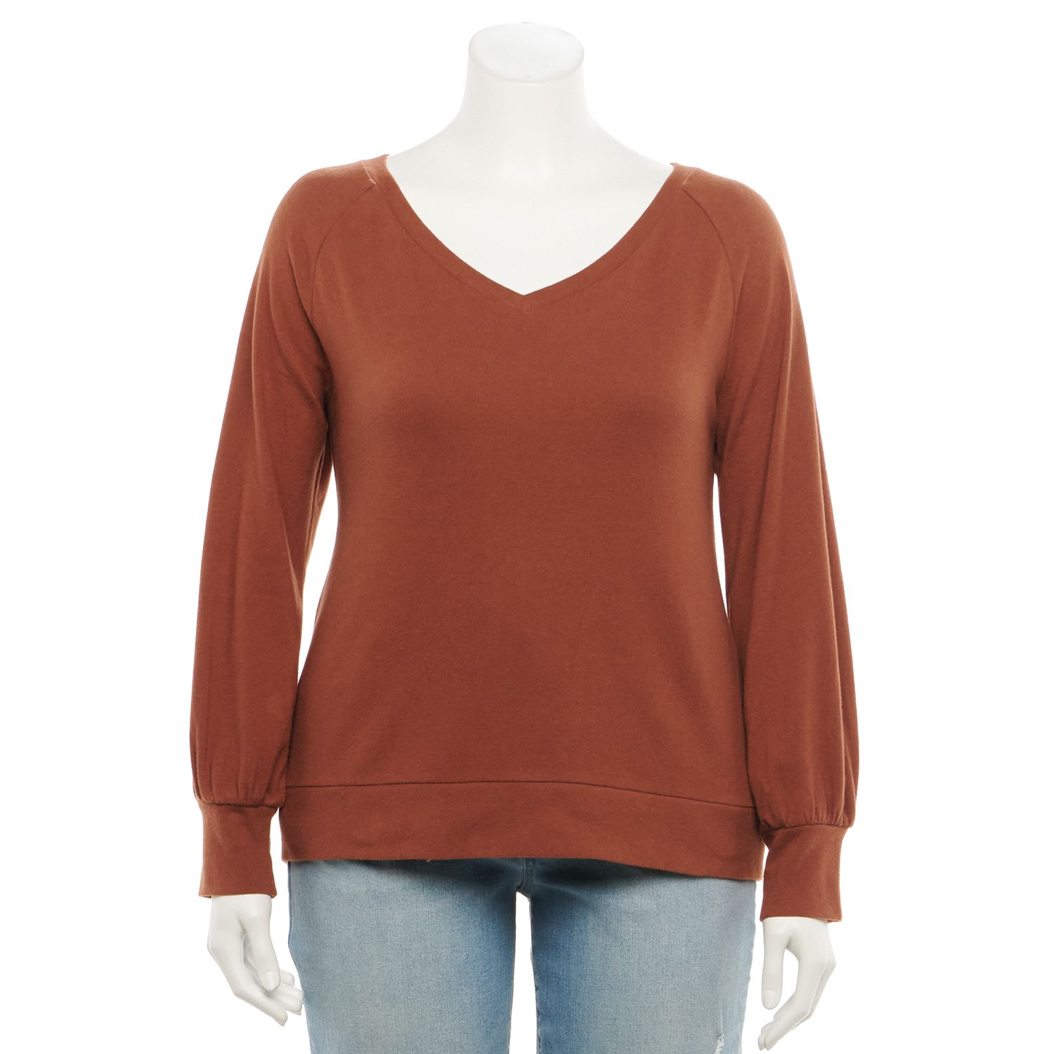 plus size v neck sweatshirt