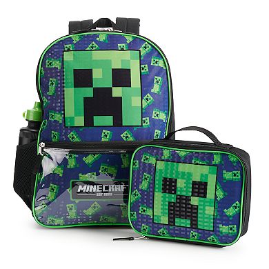 Minecraft Creeper 5-Piece Backpack and Lunch Box Set