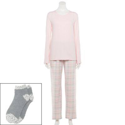 Women's Croft Barrow® Pajama Top, Pajama Pants Socks Set - Main Image