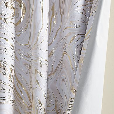 Intelligent Design Natalia Printed Marble Metallic 100% Blackout Curtain
