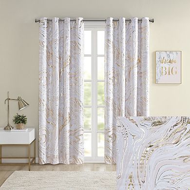 Intelligent Design Natalia Printed Marble Metallic 100% Blackout Curtain