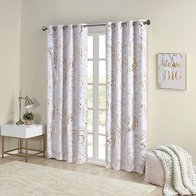 Intelligent Design Natalia Printed Marble Metallic 100% Blackout Curtain