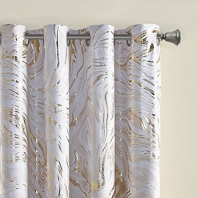 Intelligent Design Natalia Printed Marble Metallic 100% Blackout Curtain