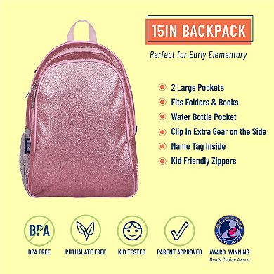 Girls Wildkin Pink Glitter 15" Inch Backpack