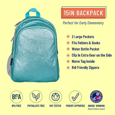 Girls Wildkin Blue Glitter 15" Inch Backpack