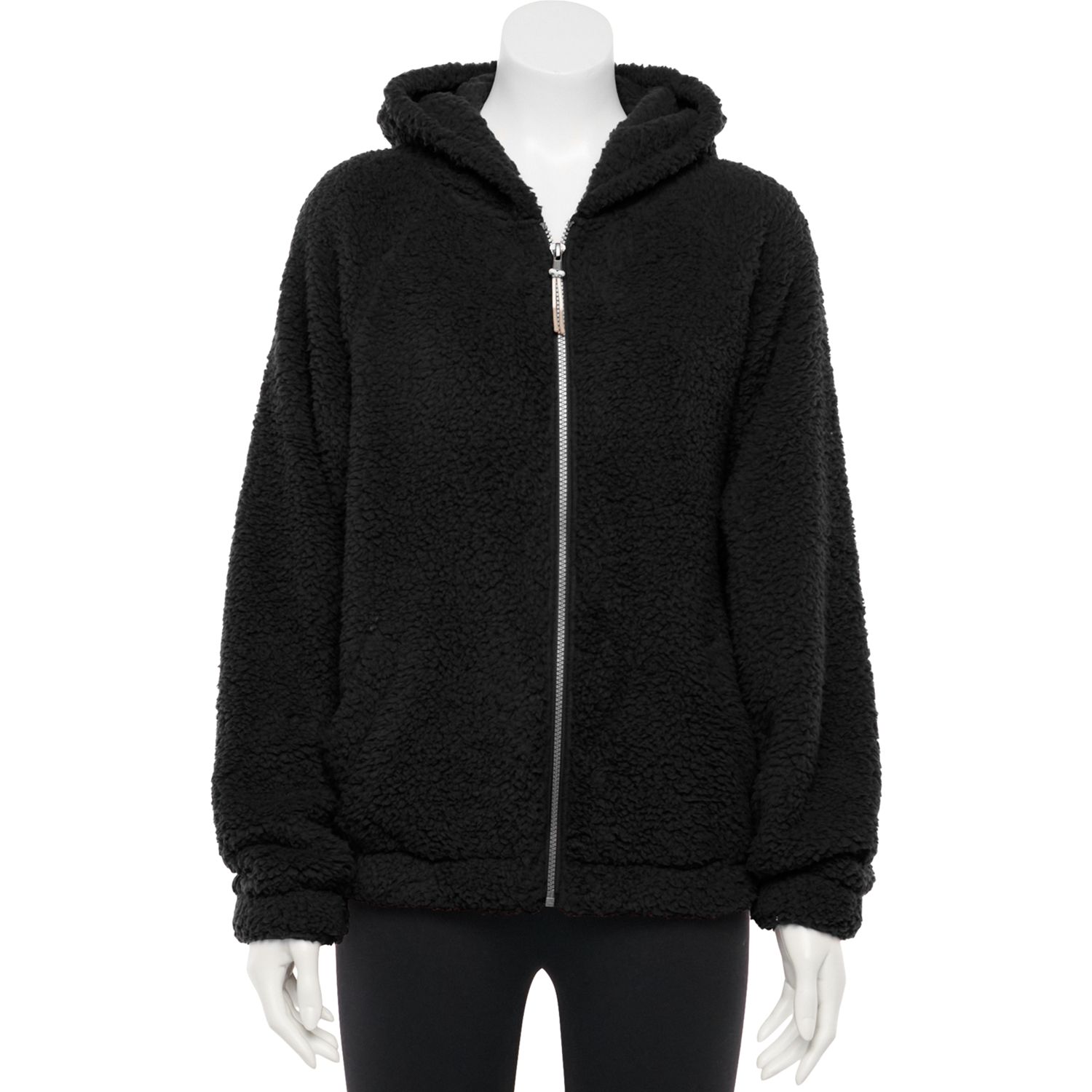 full zip sherpa hoodie