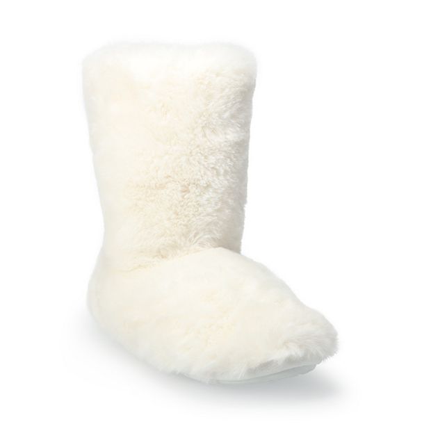 Faux fur discount bootie slippers women's