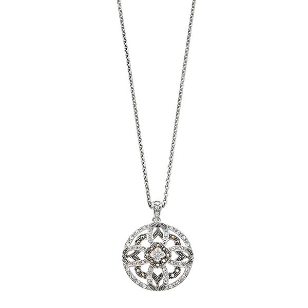 Lavish by TJM Sterling Silver White Topaz Cross Pendant Necklace