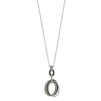 Lavish by TJM Sterling Silver Black Spinel Oval Pendant Necklace