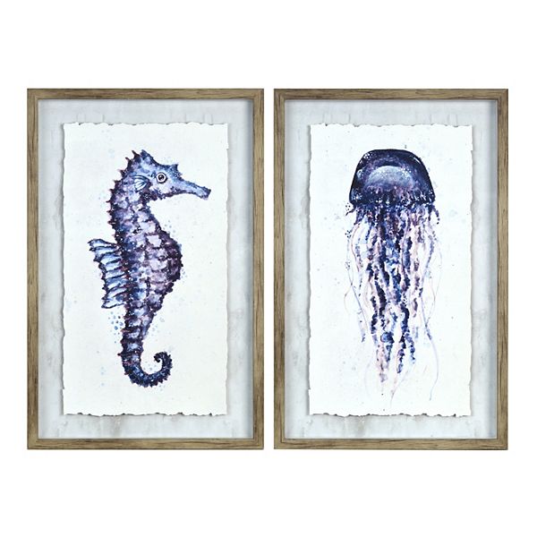 New View Gifts Seahorse Jellyfish Framed Wall Art