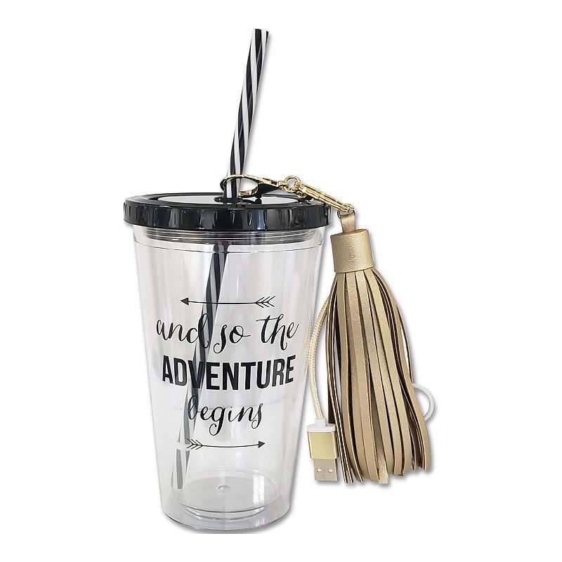 New View Gifts Graduation Travel Cup & Charging Tassel Keychain Gift 2-piec