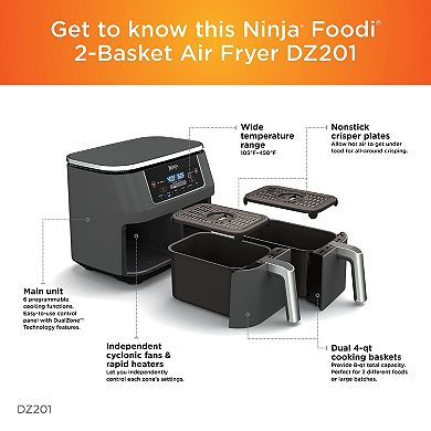 Ninja Foodi 8 qt. Original Dualzone, 2-Basket Air Fryer with 6 Functions