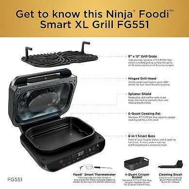 Ninja Foodi 6-in-1 Smart XL Indoor Grill - 4-Quart Air Fryer, Roast, Bake, Broil, & Dehydrate