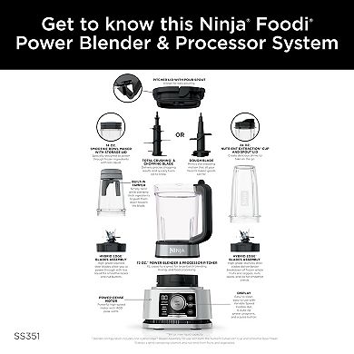 Ninja Foodi Power Blender & Processor System with Smoothie Bowl Maker and Nutrient Extractor 1400 Watts