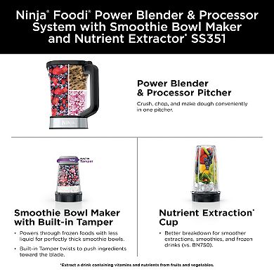 Ninja Foodi Power Blender & Processor System with Smoothie Bowl Maker and Nutrient Extractor 1400 Watts