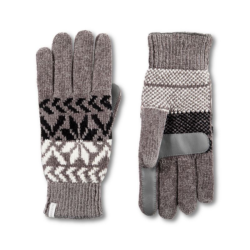Womens isotoner Lined Chenille Snowflake Gloves, Silver