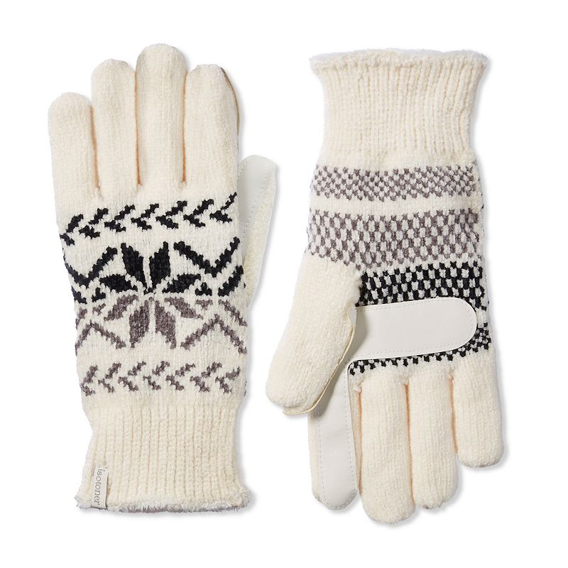 Womens isotoner Lined Chenille Snowflake Gloves, Natural