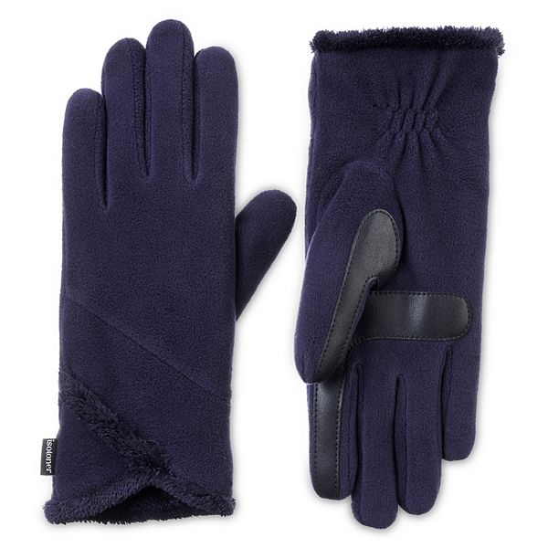 Women's isotoner SmartDRI Lined Stretch Fleece Gloves with Overlap Wrist - Midnight